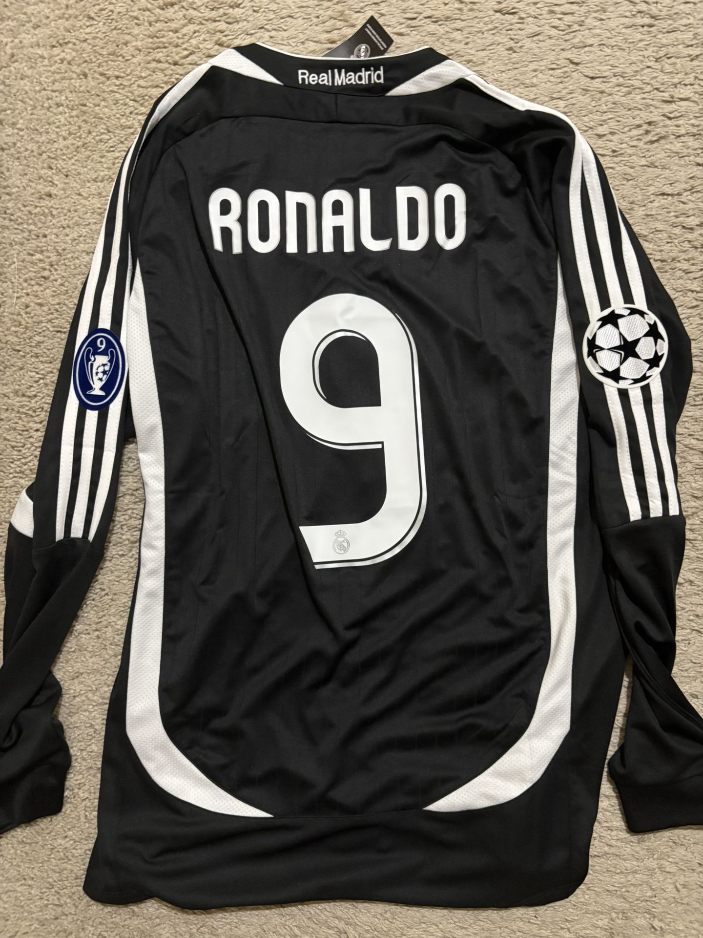 Ronaldo #9 R9 Real Madrid Away Jersey 2006-2007 Long Sleeve Black