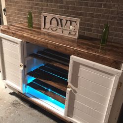 Farmhouse Console With Built In LED Lights …(color Changing With Remote)