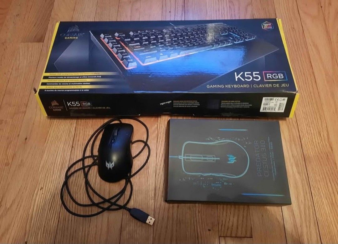 Corsair K55 RGB Gaming Keyboard + Acer Predator Gaming Mouse Combo