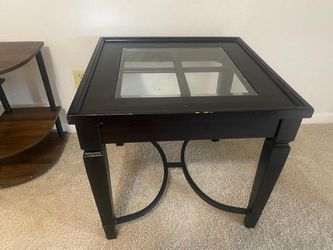 Black Wood and Glass Top End Table