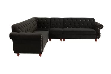 Black velvet faux Crystal tufted sectional brand new in box firm price $699