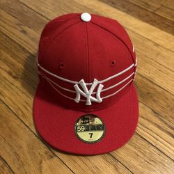3 White Stripe New York YANKEES Hat Cap NEW ERA 59FIFTY Fitted Sz 7 55.8cm Rare