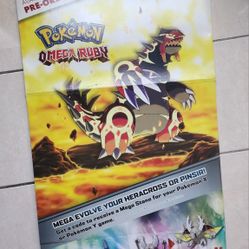 Pokemon OMEGA RUBY ALPHA SAPPHIRE Cardbord Standee From GameStop