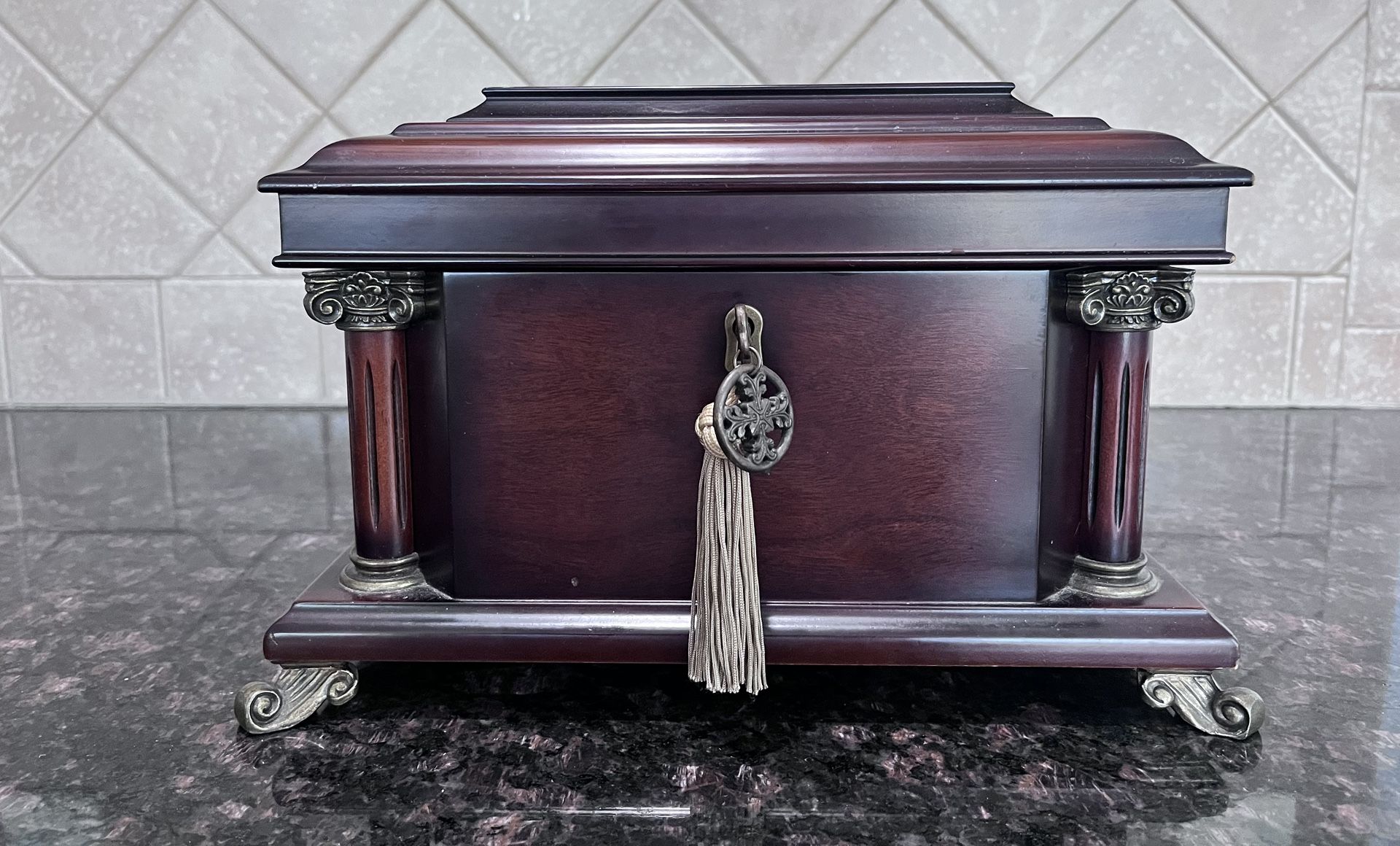 Bombay Company Vintage Mahogany Valet Dresser Jewelry Box