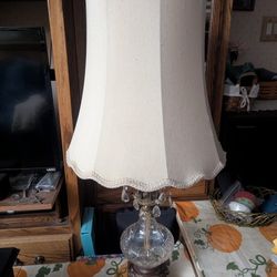 Beautiful Vintage Victorian Crystal, Chandler, Brass Lamp