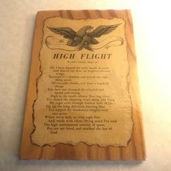 High Flight Wooden Plaque