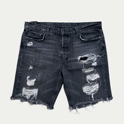 Ksubi Chitch Short Up In Smoke Black Distressed Cut Off Denim Shorts 34