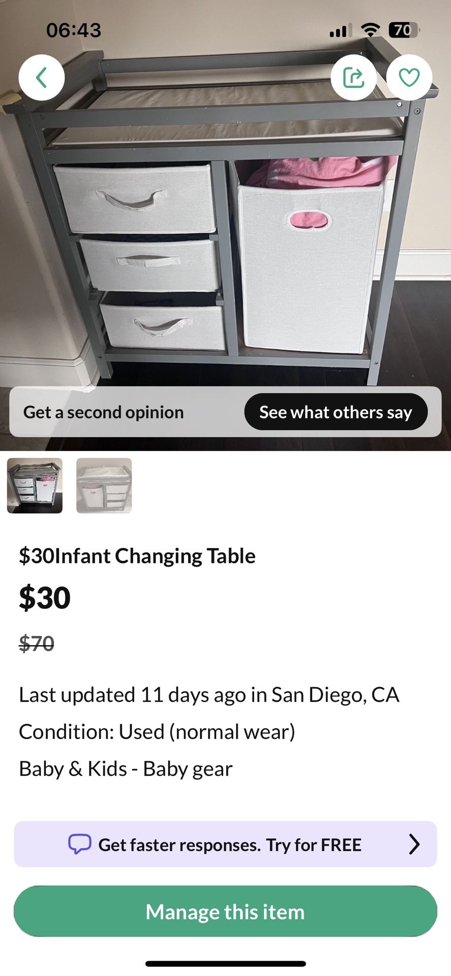 $20 baby Nursing Table+changing Pad
