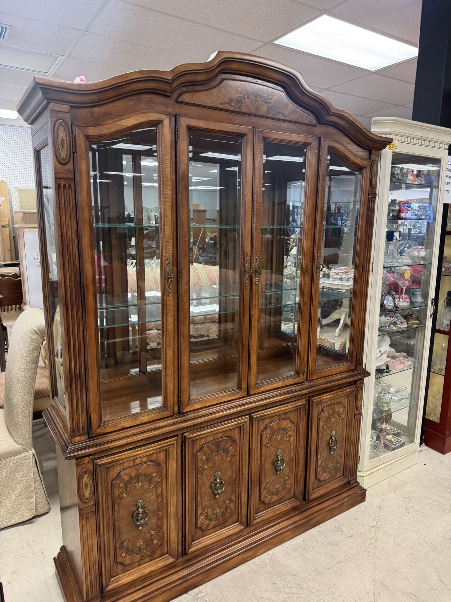 Stanley Vintage Breakfront Lighted China Cabinet - Excellent Condition- 61” x 16” x 84” - Retail: $2600