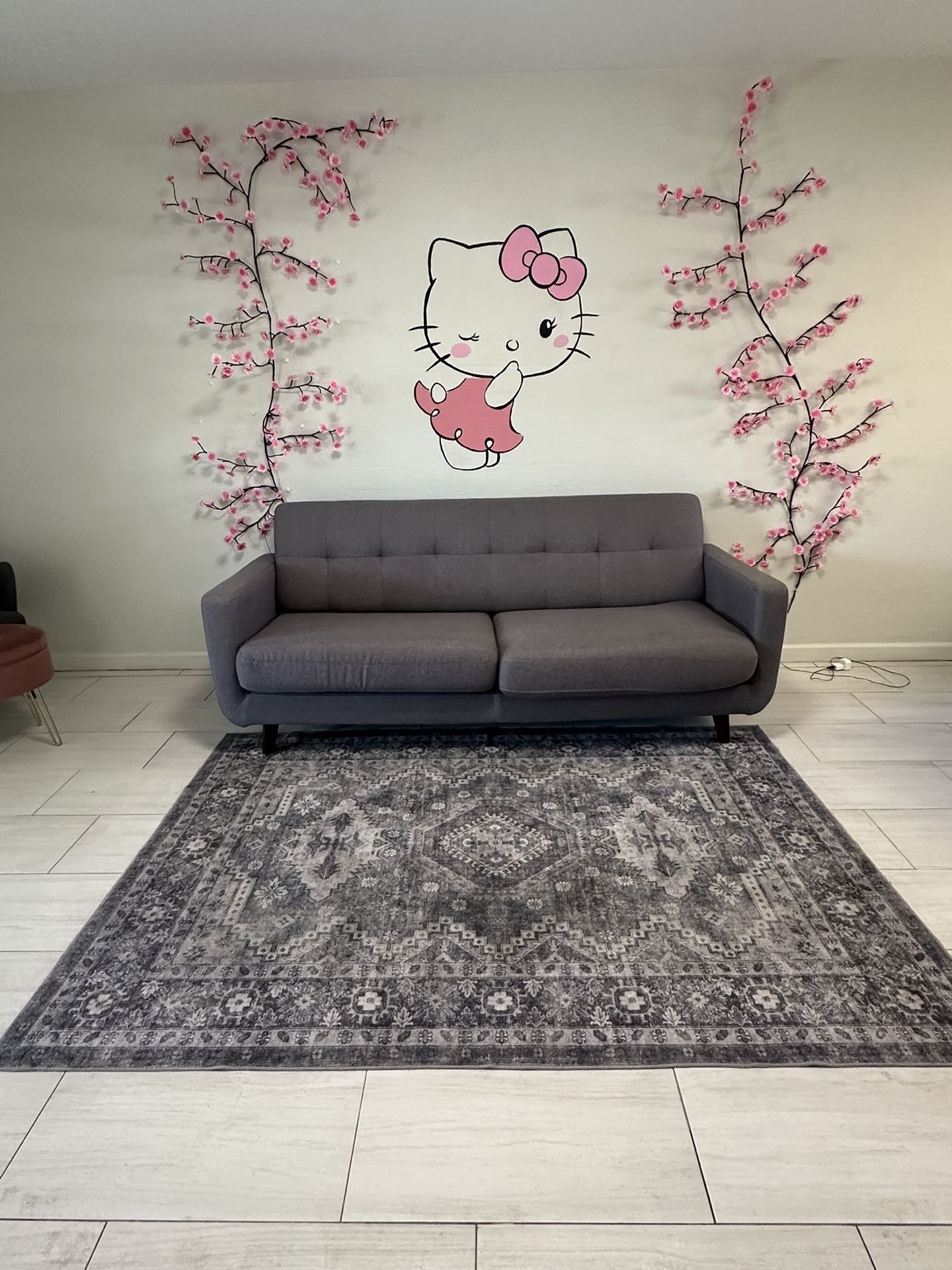 Living Spaces Sofa Couch and Rug