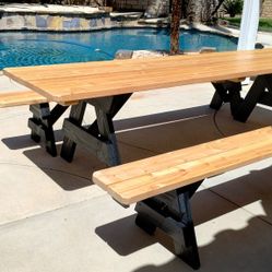 Picnic Tables And Garden Wooden Bridges. 
