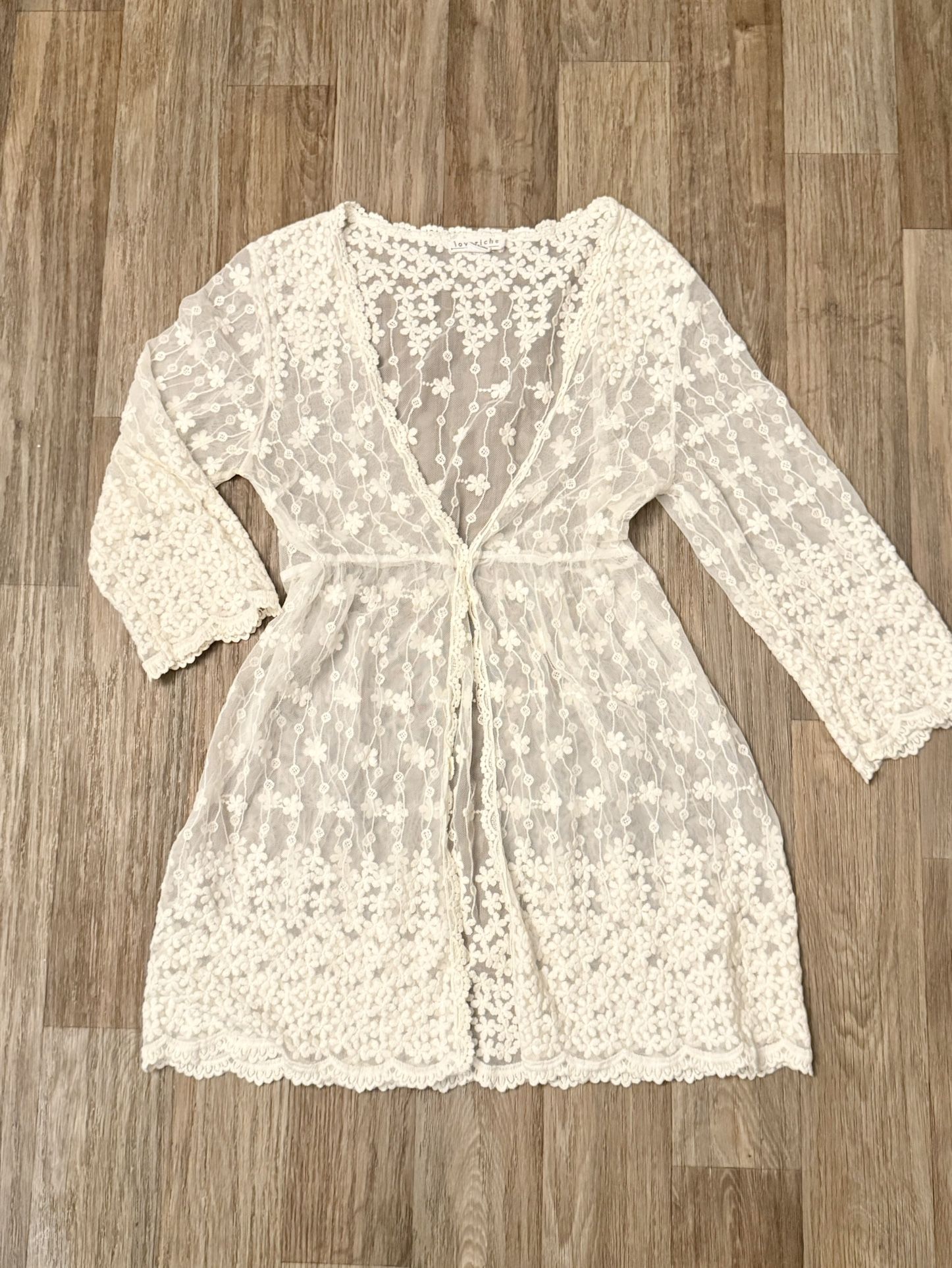 LoveRiche Fairycore Boho White Lace Cardigan