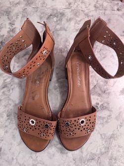 City Classified Brown Block Heel Sandals