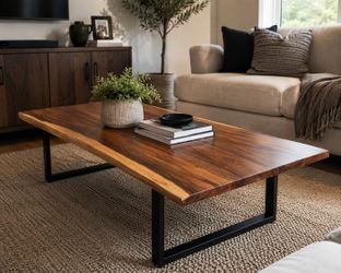 Custom Live Edge Walnut Coffee Table – Handmade