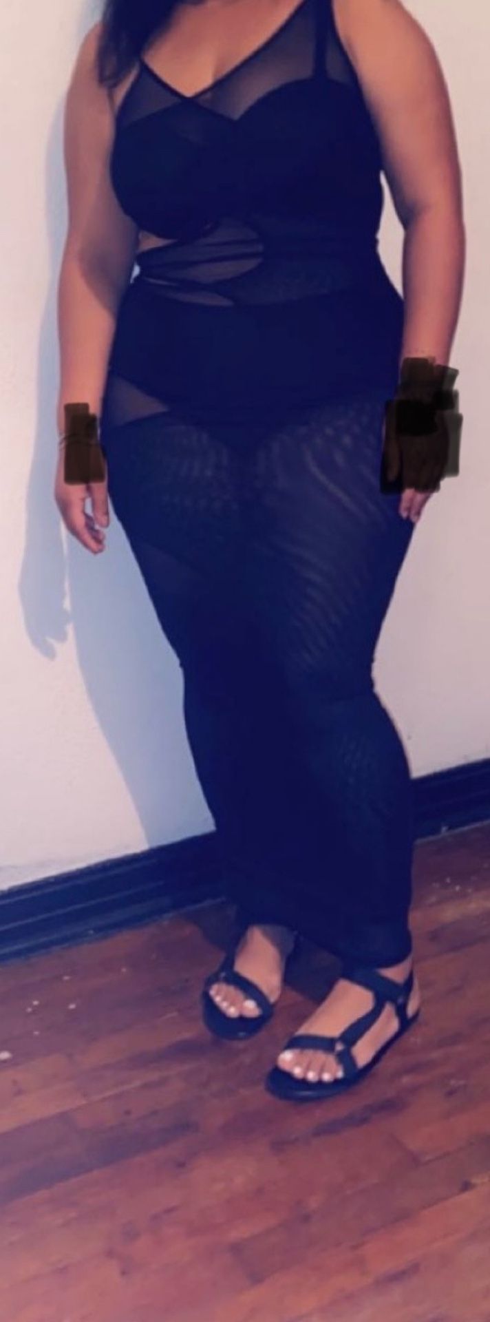 Hedy Flugil Black Cutout Side Mesh Dress Large from blush 