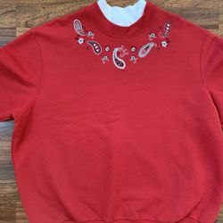 VINTAGE BonWorth Sweatshirt Maroon Dark Red W Embroidery Size XL -Petite