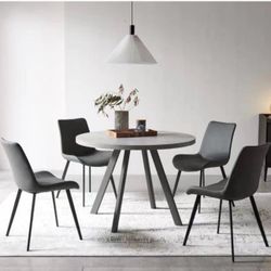 Dining Chairs Set of 4, Modern Kitchen Dining Room Chairs, Upholstered Dining Accent Side Chairs in Faux Leather Cushion Seat and Sturdy Metal Legs (S