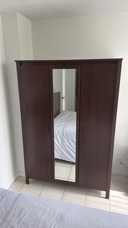 Wooden Armoire with Mirror