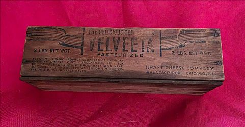 Vintage Velveeta Kraft Cheese Wooden Box