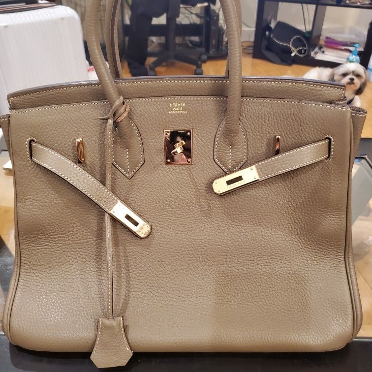 Hermes Birkin 35 bag eToupe converted w/Gold Hardware Leather