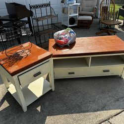 Tv Stand/ Coffee Table And End Table Refinishing Furniture 