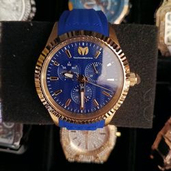 TechnoMarine Chronograph Watch Blue & Rose Gold