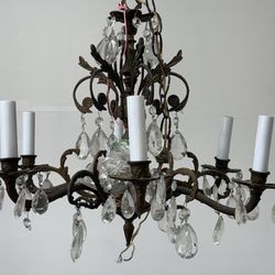 Antique Brass and Crystal Chandelier - Spanish – 1930’s
