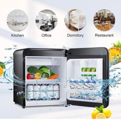 Compact Refrigerator Mini Fridge for Drink, Ice Cream, Vegetable, Fruit, 1.7 Cu. Ft, Freezer with Drip Tray, Bottle Racks and Defrost Button, 

