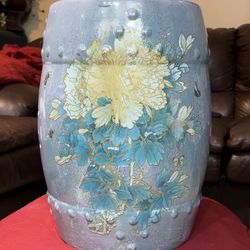 Ceramic Garden Stool - Floral Crackle Glaze