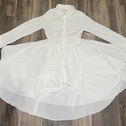 White Button Down Shirt With Extended Flare