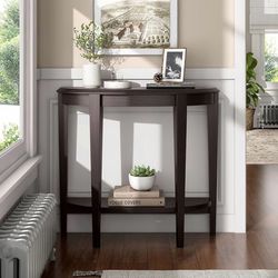 Modern Half Moon Accent Console Table with Storage Shelf, Decorative Entryway Furniture