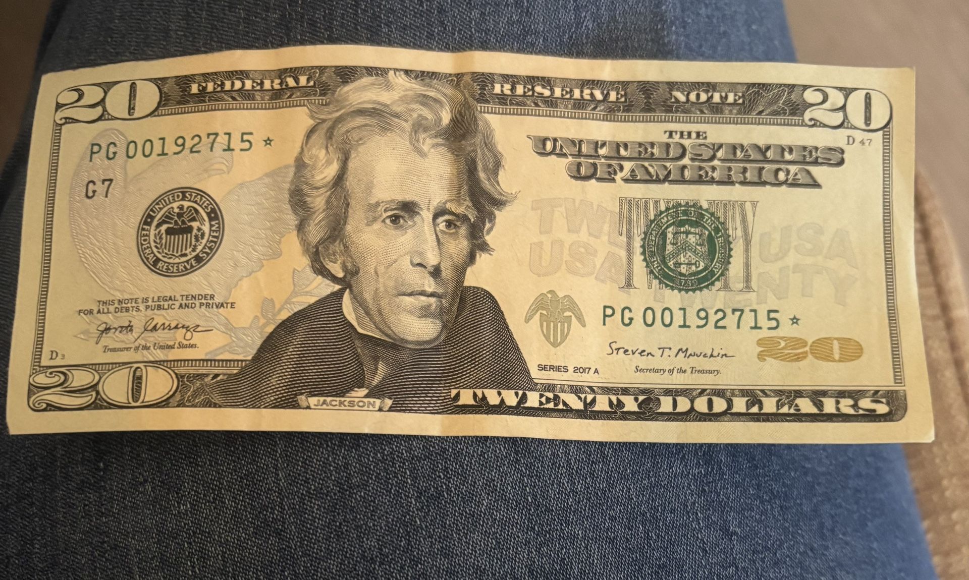 $20 Star Note Birthday Nice