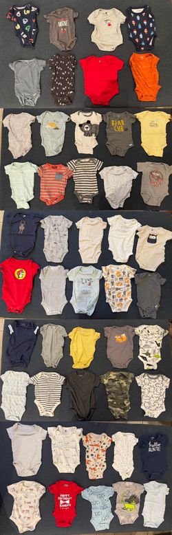 0-3 Boy Onesies, Sleepers, Rompers, shirts and more.