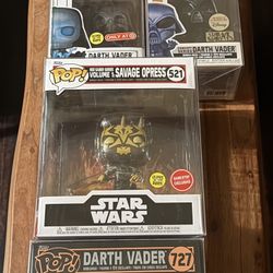 Disney Funkos for Sale/trade  Darth Vader, Savage Oppress, Ben Kenobi, And Darth Maul  