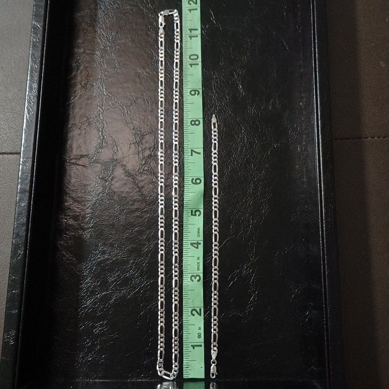 Figaro Link Chain And Bracelet Both For $70