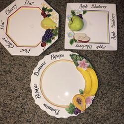 Bella Casa by Ganz Fruit Plates - Set of 3
