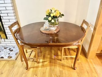Vintage Sturdy Dining Table - Solid Oak Wood