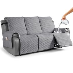 Recliner Sofa Slipcover Couch Covers for 3 Cushion Couch, Pet Sofa Cover for 3 Seat Recliner Sofa, Washable Reclining Furniture Protector with Elastic