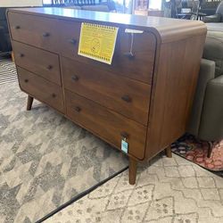 New Mid Century Dresser Dark Walnut Finish.  62x17x36H.  Free Delivery!