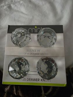 Mint Renew Crystal Glass Drawer Knobs Set of 4