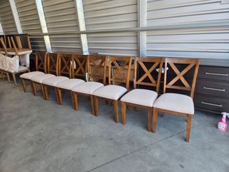 Bayside Furnishings
Lathan Dining Chairs 8 set
New condition solid wood

I got this new 8 chair set great quality,
Selling only the chairs but I have 