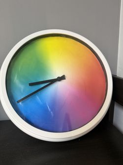 Rainbow Color Wheel Wall Clock – White Frame