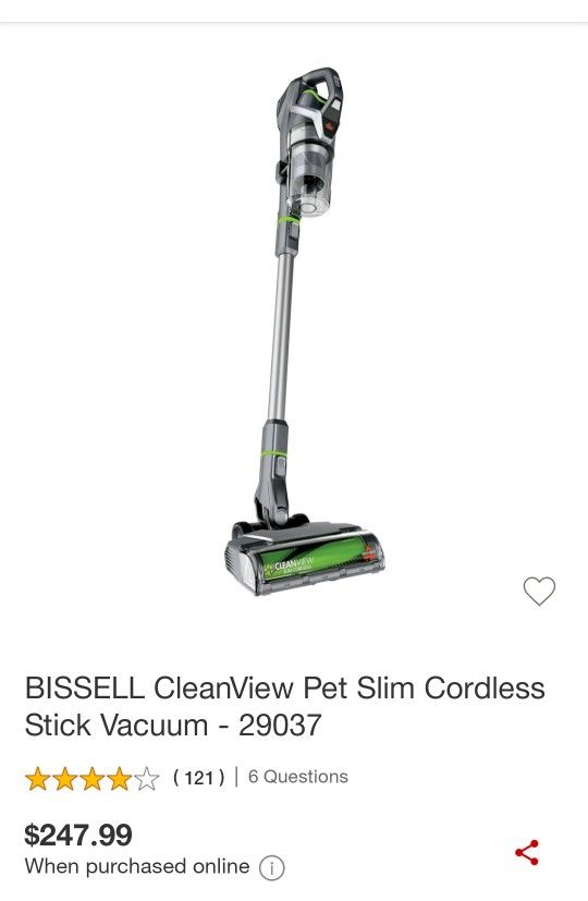 BISSELL CleanView Pet Slim Cordless Stick Vacuum
