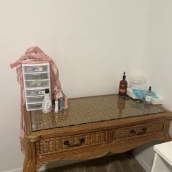 Wicker Wood Table 