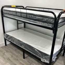BUNK BED TWIN SIZE WITH MATTRESS TWIN TWIN OVER TWIN BUNK LITERA NUEVA CAMAROTE NUEVO CON COLCHONES 