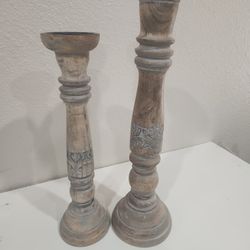 Wood Candle Holders (2)