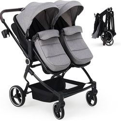 ONLY $175: Side by Side Double Stroller for Twins, Lightweight Compact Foldable Baby Travel Stroller
