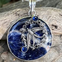 925 silver overlay artisan sodalite pendant