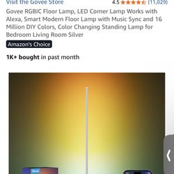 Govee RGBIC Floor Lamp, LED Corner Lamp Works with Alexa, Smart Modern Floor Lamp with Music Sync and 16 Million DIY Colors, Color Changing Standing L