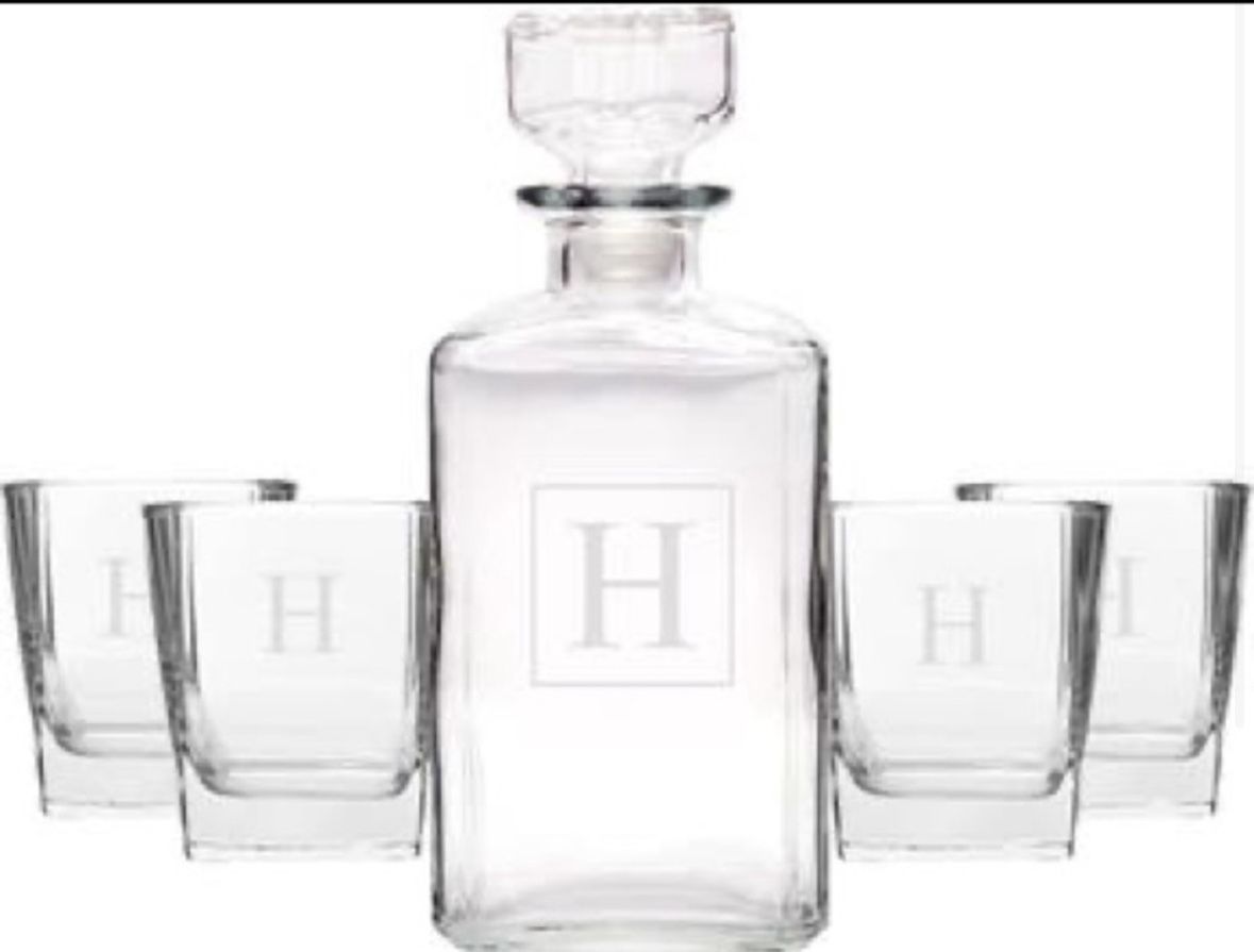 *H* Cathy's Concepts 5pc Monogrammed Decanter Set